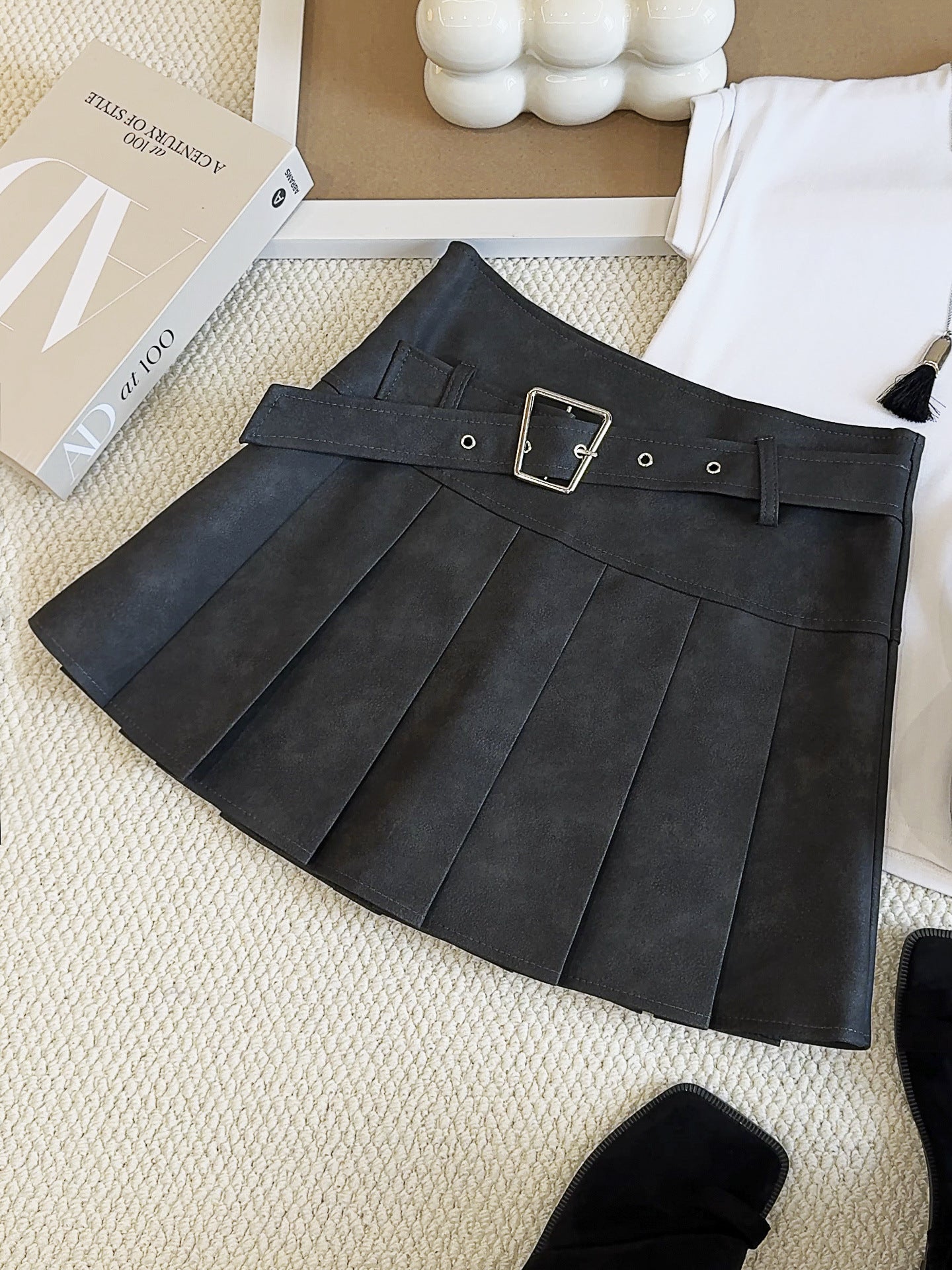 Women Faux Leather A line Skirt
