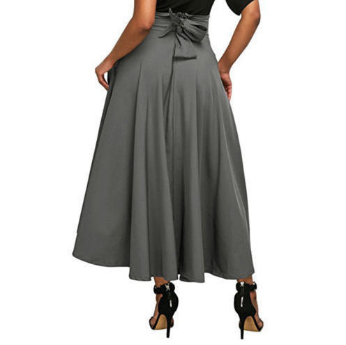 Women Solid Color Lace up Ankle Waist Slimming Maxi Skirt - Venus Trendy Fashion Online