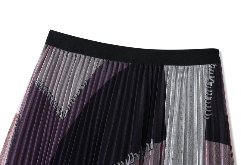 High Waist Pleated Gauze Mesh Skirt - Venus Trendy Fashion Online