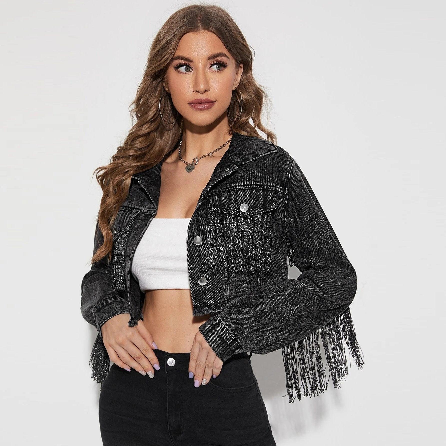 Women Tassel Stitching Do the Old Cowboy Jacket - Venus Trendy Fashion Online