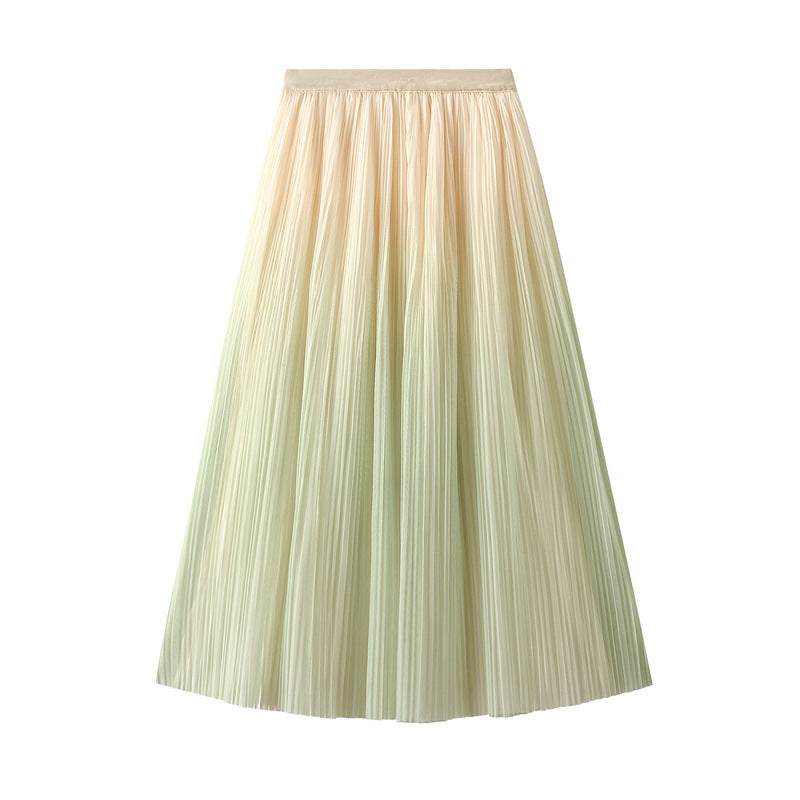 Women Elegant Graceful Gradient Color Pleated Skirt - Venus Trendy Fashion Online