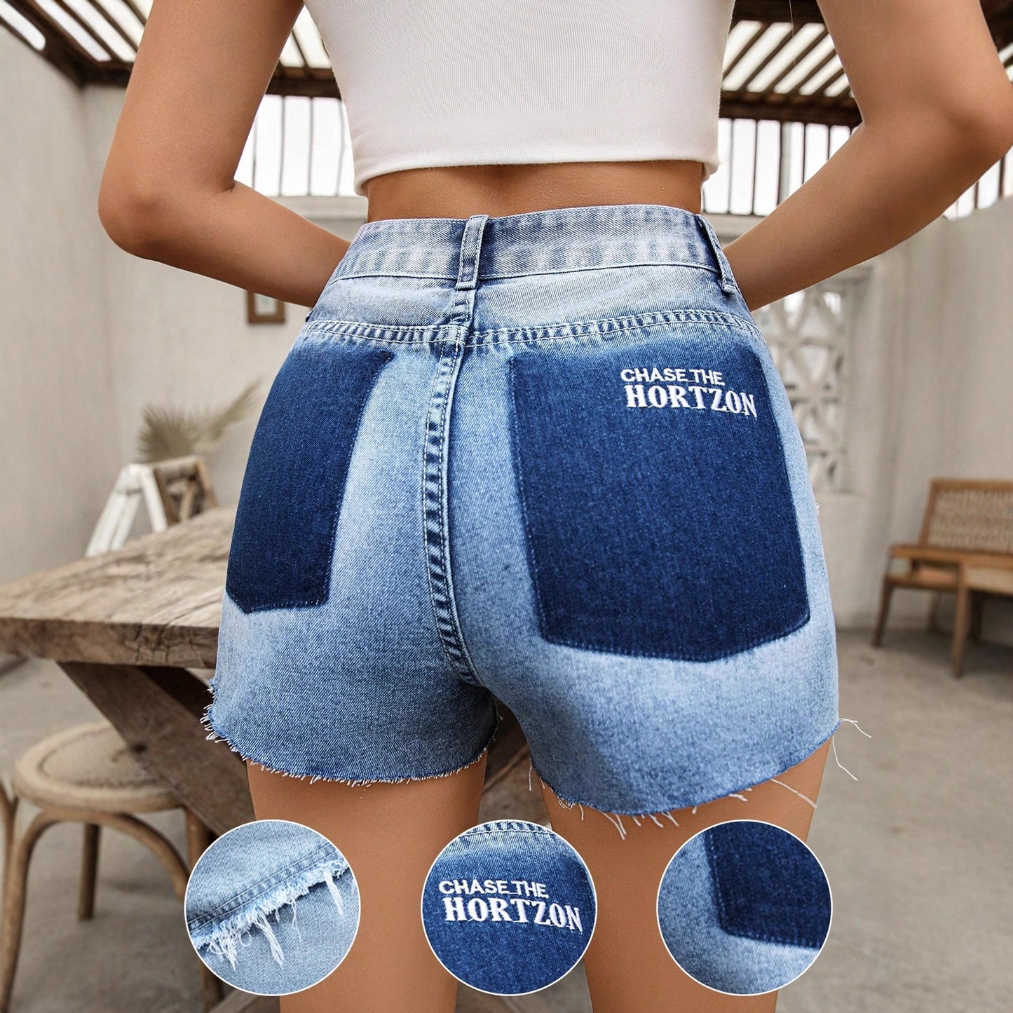 Women Denim Sexy Zipper Pocket Shorts