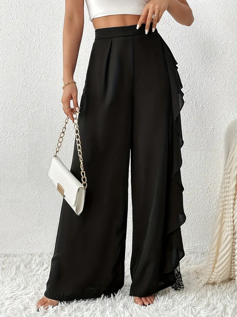 Women Wide Leg Lace Draping Long Pants