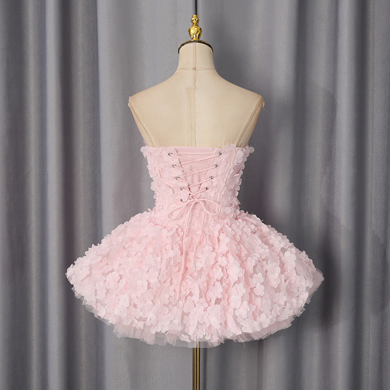 Spring Elegant Sweet Tube Top Floral Dress