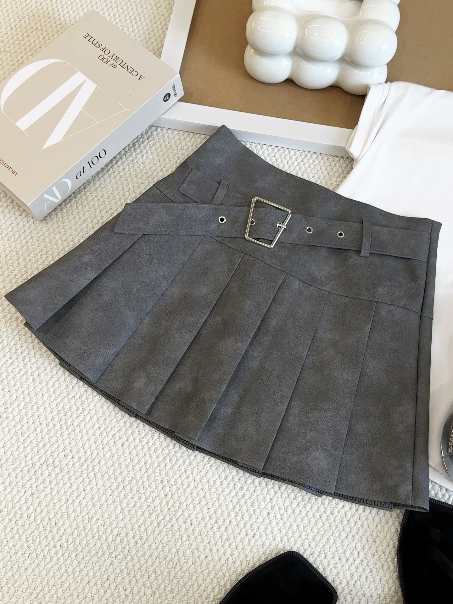 Women Faux Leather A line Skirt