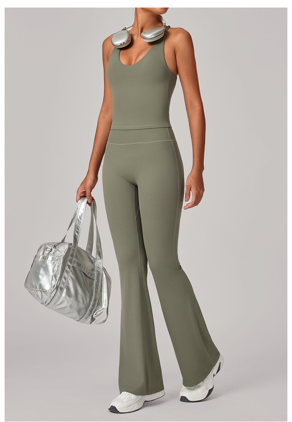 Autumn Sand Invisible Pleated Yoga Outfit Set
