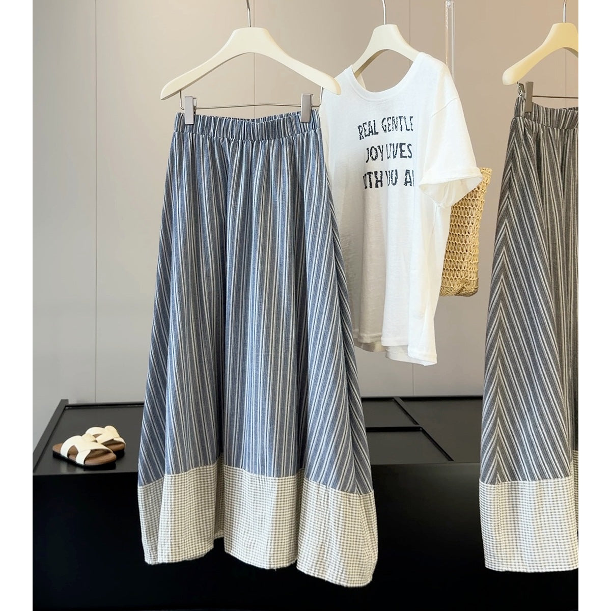 Fall Plad Pattern Retro Plaid Stitching Striped Skirt – Venus Trendy Fashion Online