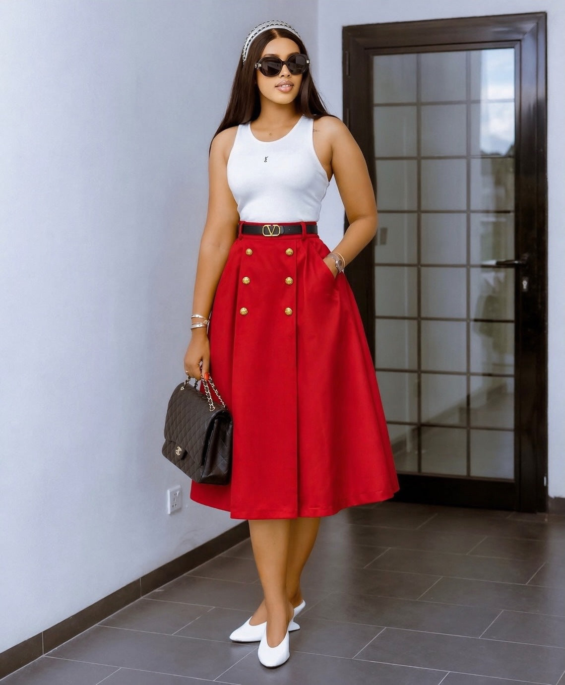 Women Summer Office High Waist A line Skirt