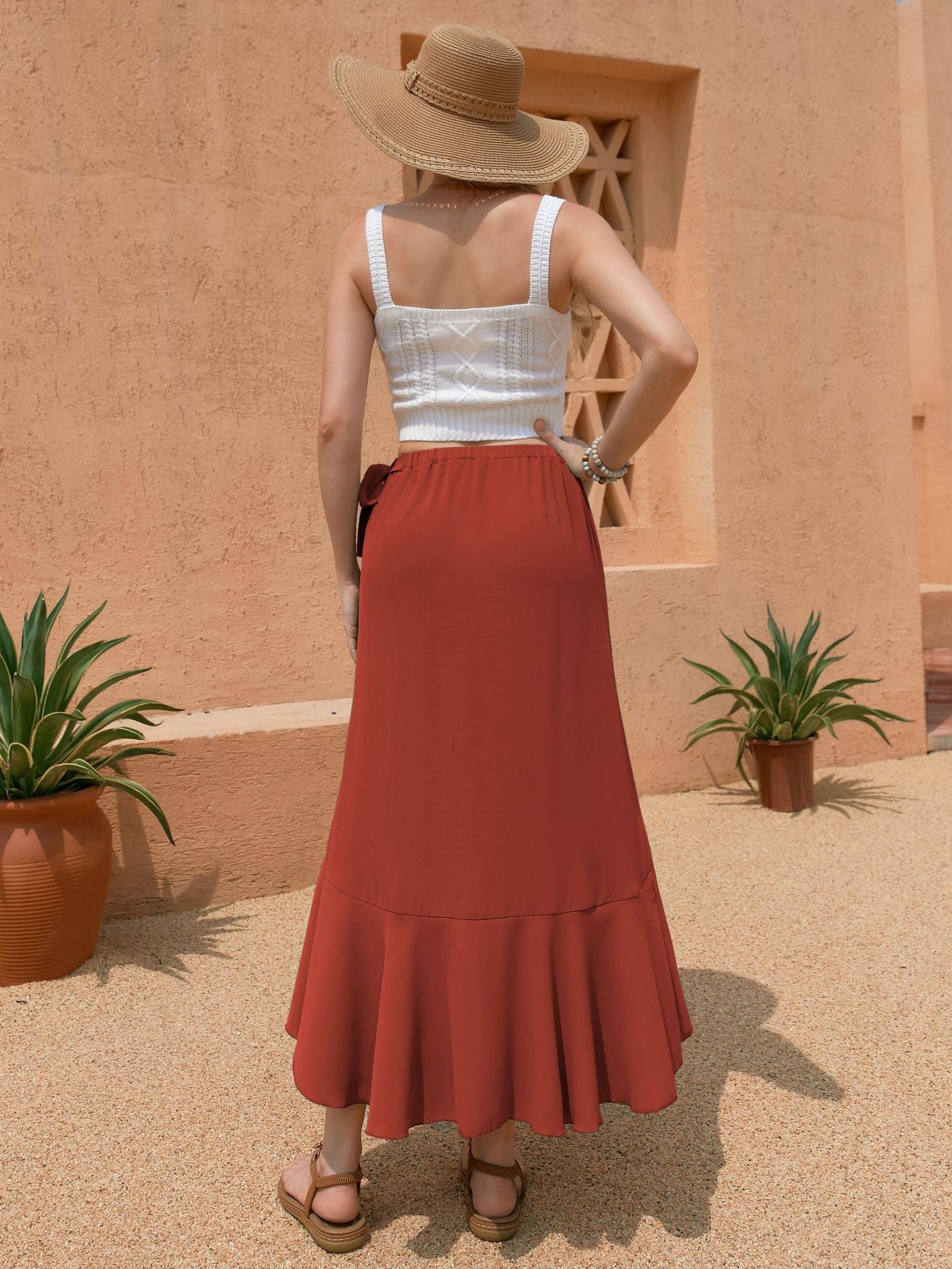 Lace up One Piece Wrap Skirt