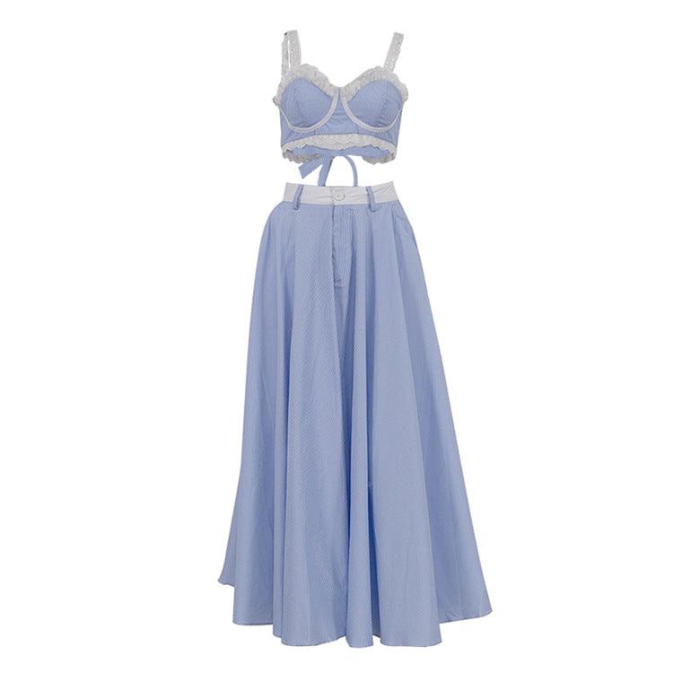 Women High Waist Big Swing Skirt Set