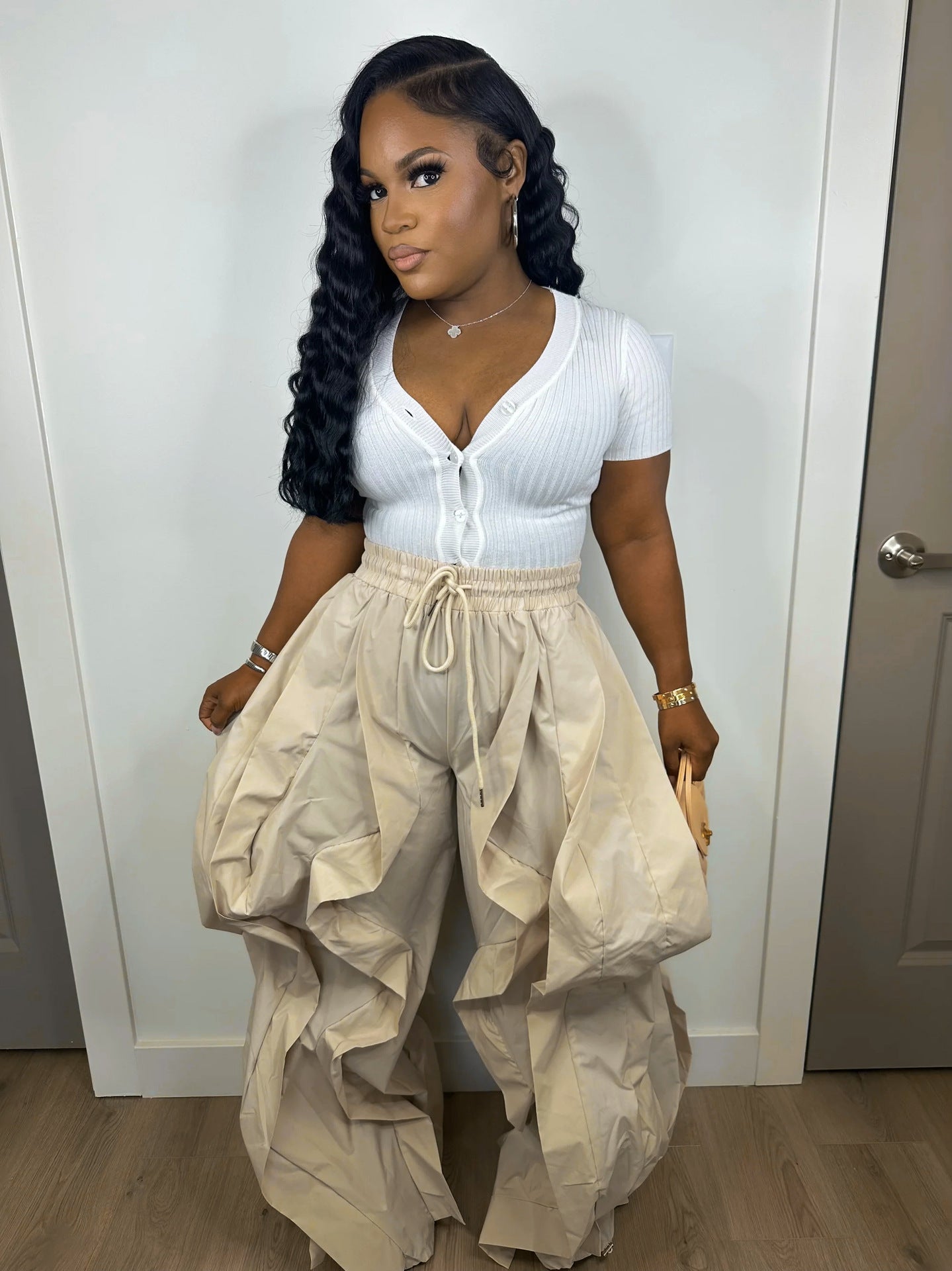 Elegant Stitching Lace Bloomers Ankle Banded Pants