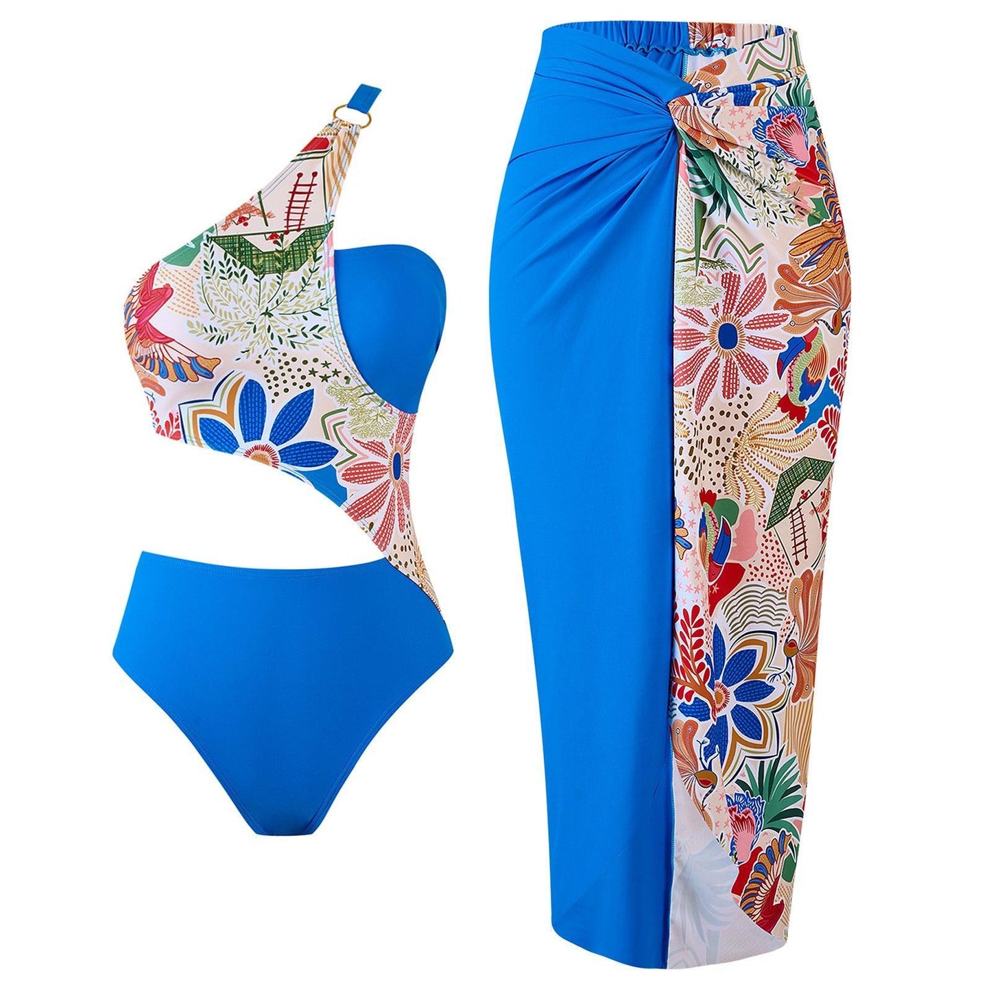 Printed Two Piece Set Polyester Skirt Swimsuit Outfit - Venus Trendy Fashion Online