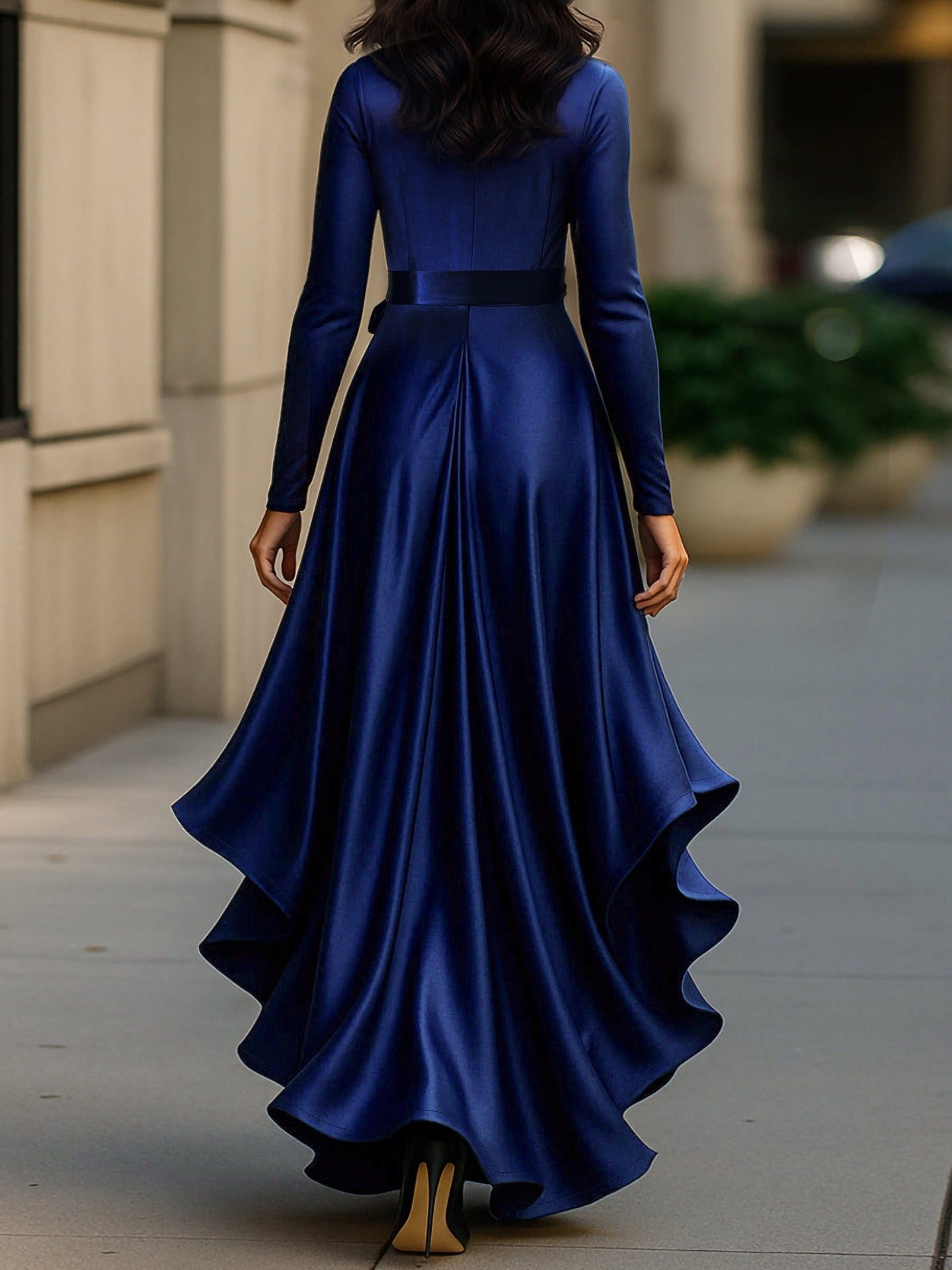 Women V neck Tight Waist Cocktail Dress