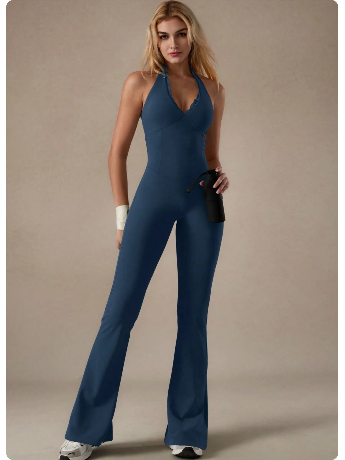 Lace V neck Yoga Jumpsuit