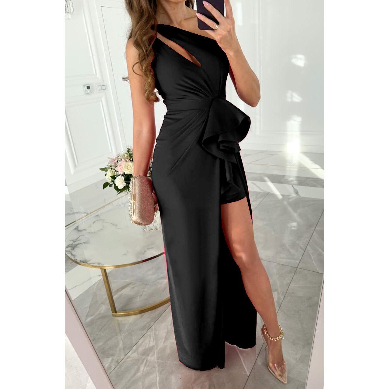 Spring Summer Sexy Sloping Shoulder Dress - Venus Trendy Fashion Online