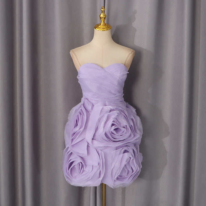 Three Dimensional Floral High Waist Slim Sexy Dress