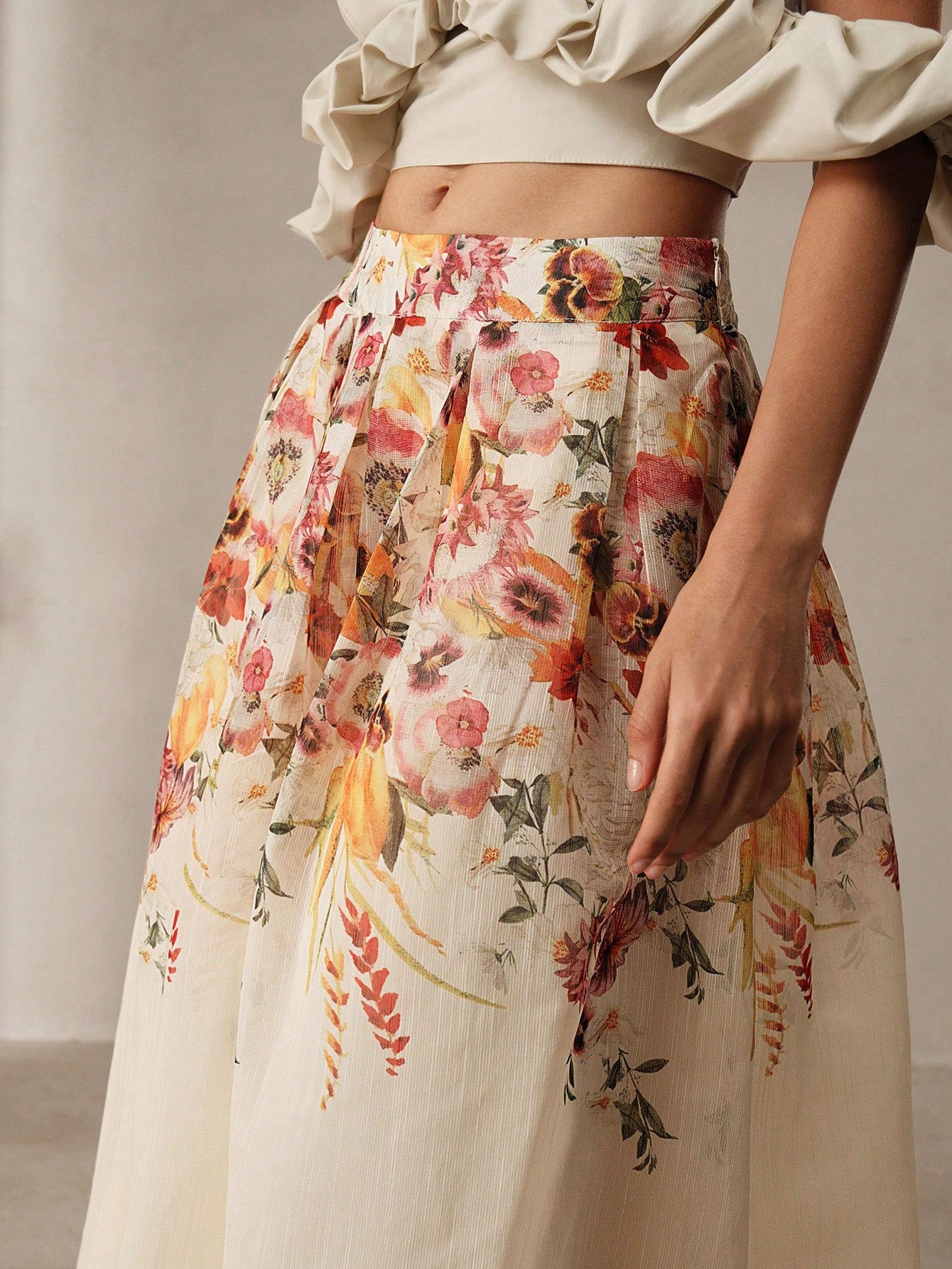 Summer Women Digital Printing High Waist Half Tulle Skirt