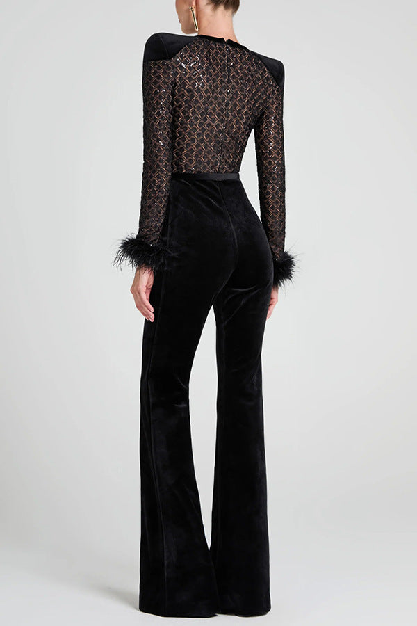 Women Casual Party Long Sleeve Jumpsuit