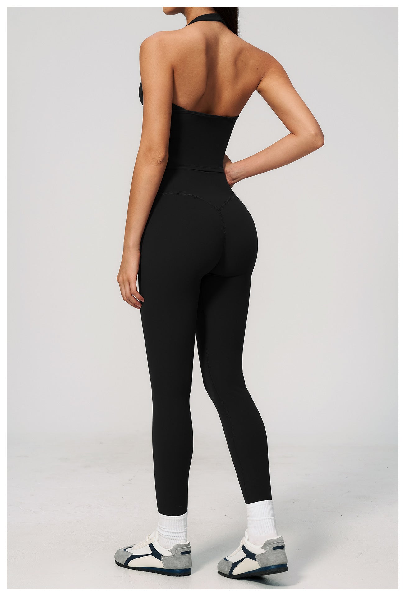 Brushed Deep V Plunge Halter High Waist Yoga Clothes