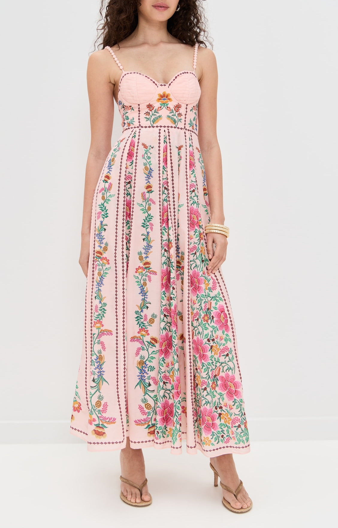 Sexy Decorative Beads Sling Positioning Print Holiday Dress