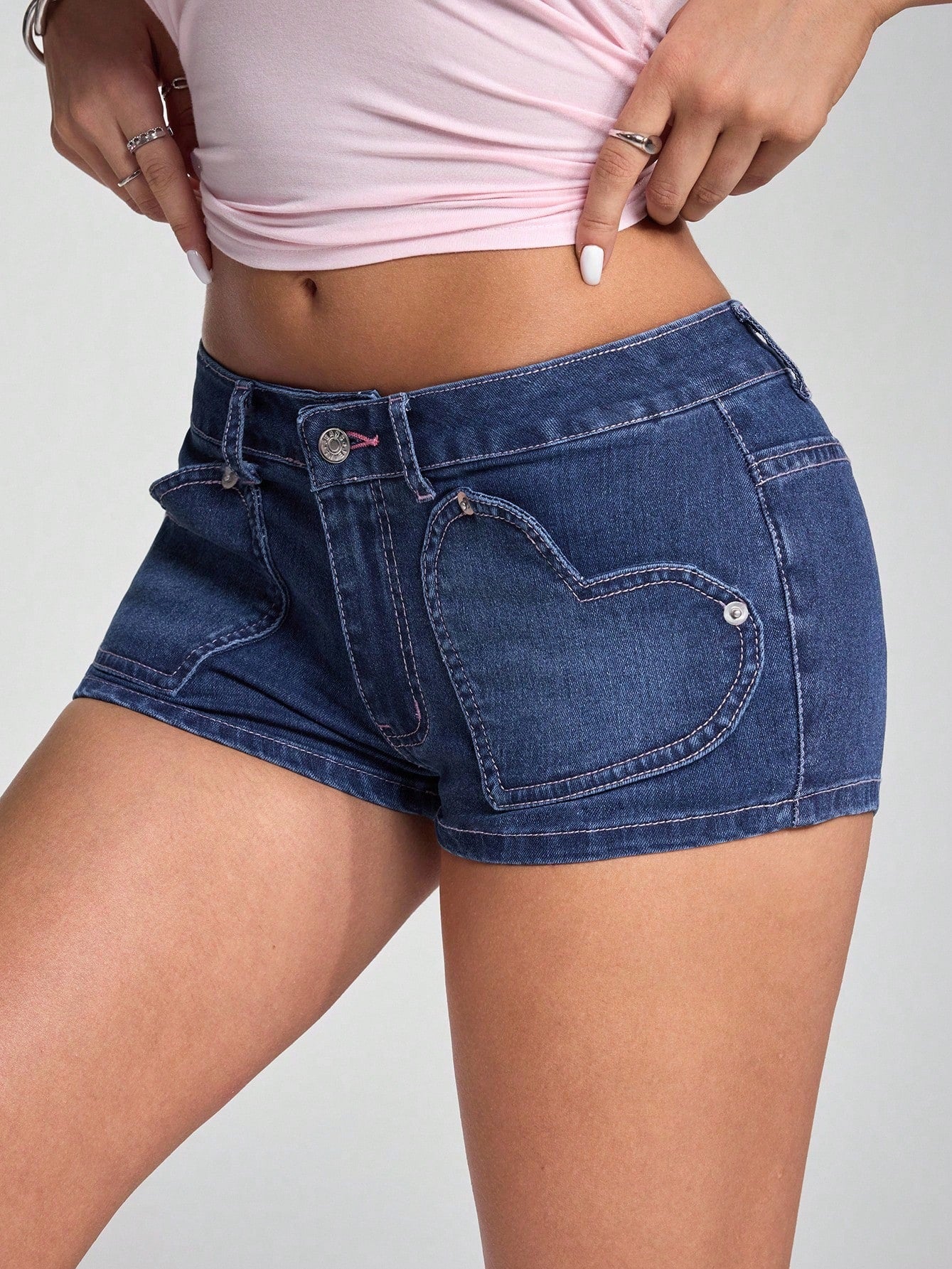 Women Casual Mid Stretch Denim Shorts