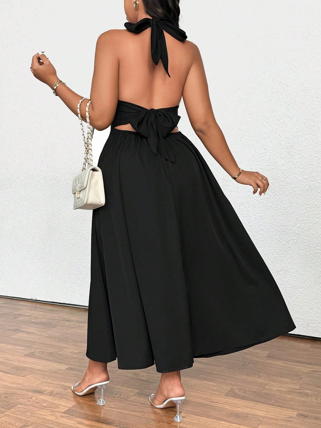 Women French Summer V neck Cocktail Dress