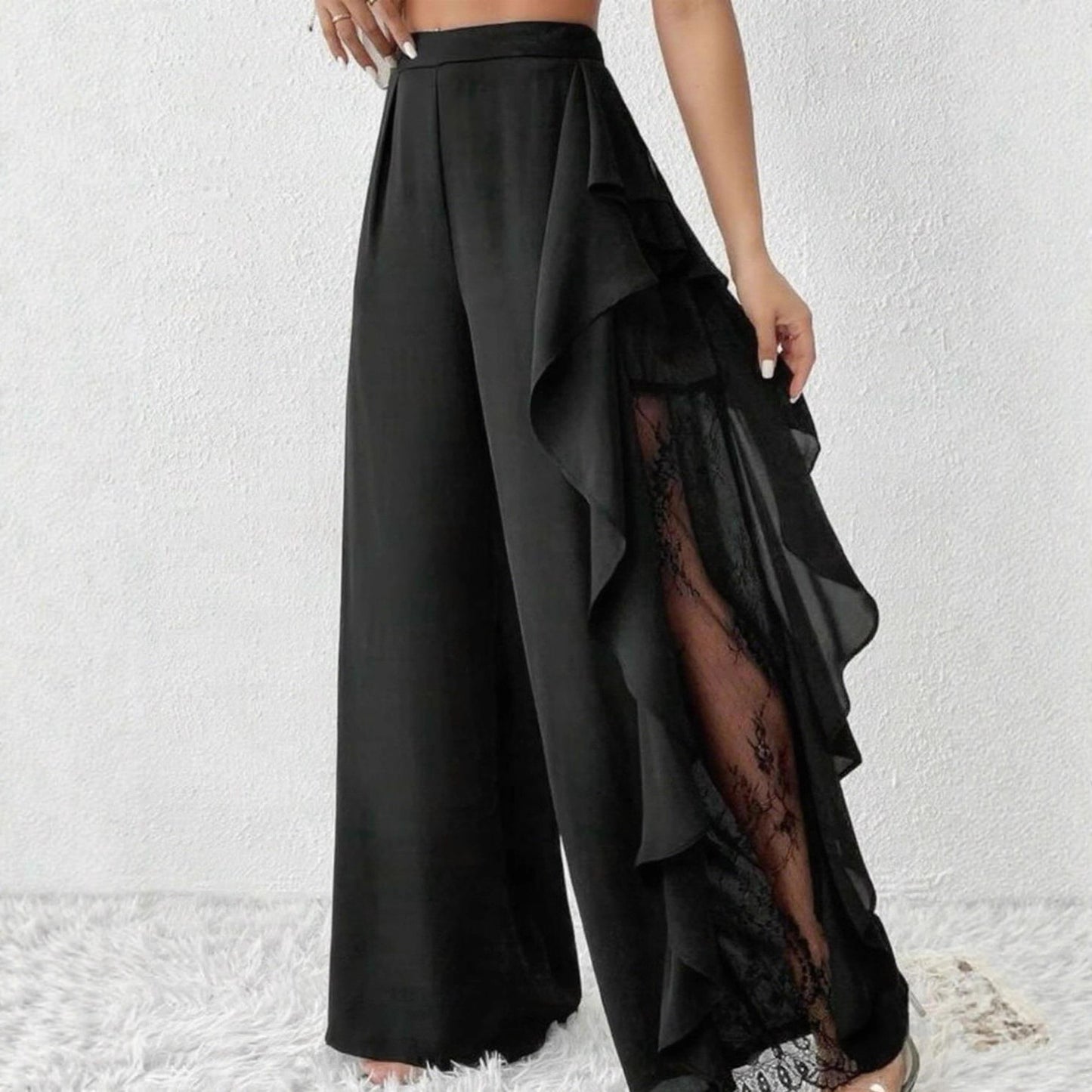 Women Wide Leg Lace Draping Long Pants