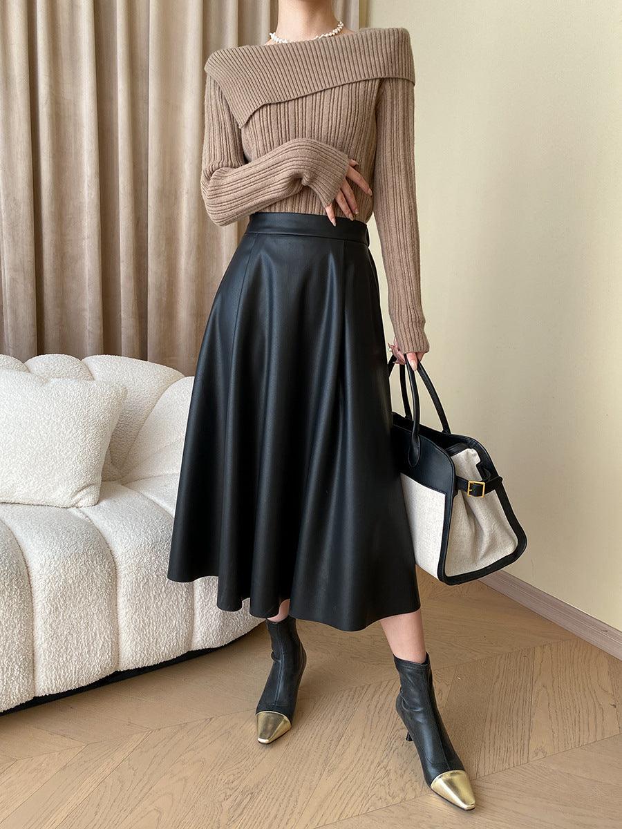 High Grade Elegant Fashionable A line Leather Skirt - Venus Trendy Fashion Online