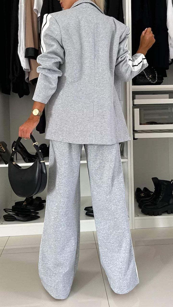 Women Long Sleeve Collared Casual Suit - Venus Trendy Fashion Online