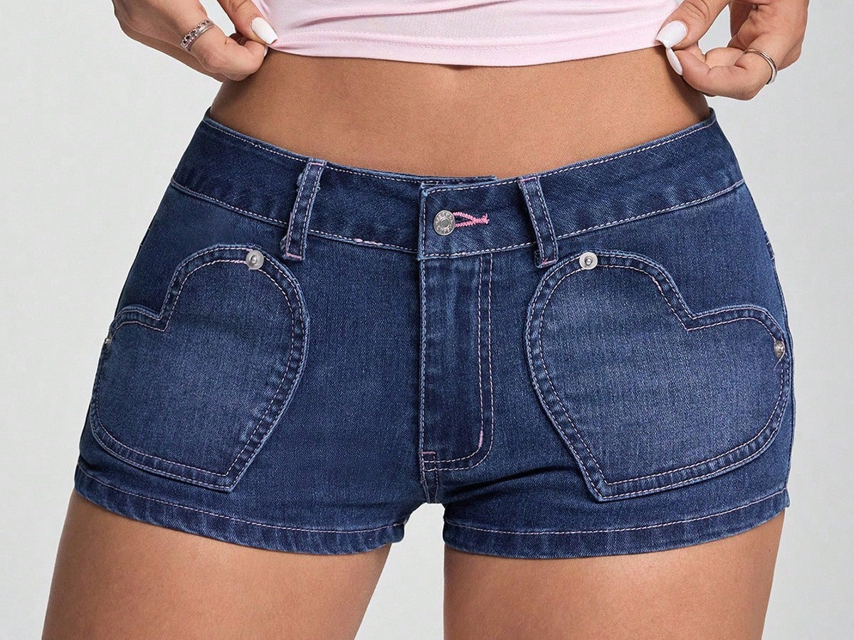 Women Casual Mid Stretch Denim Shorts