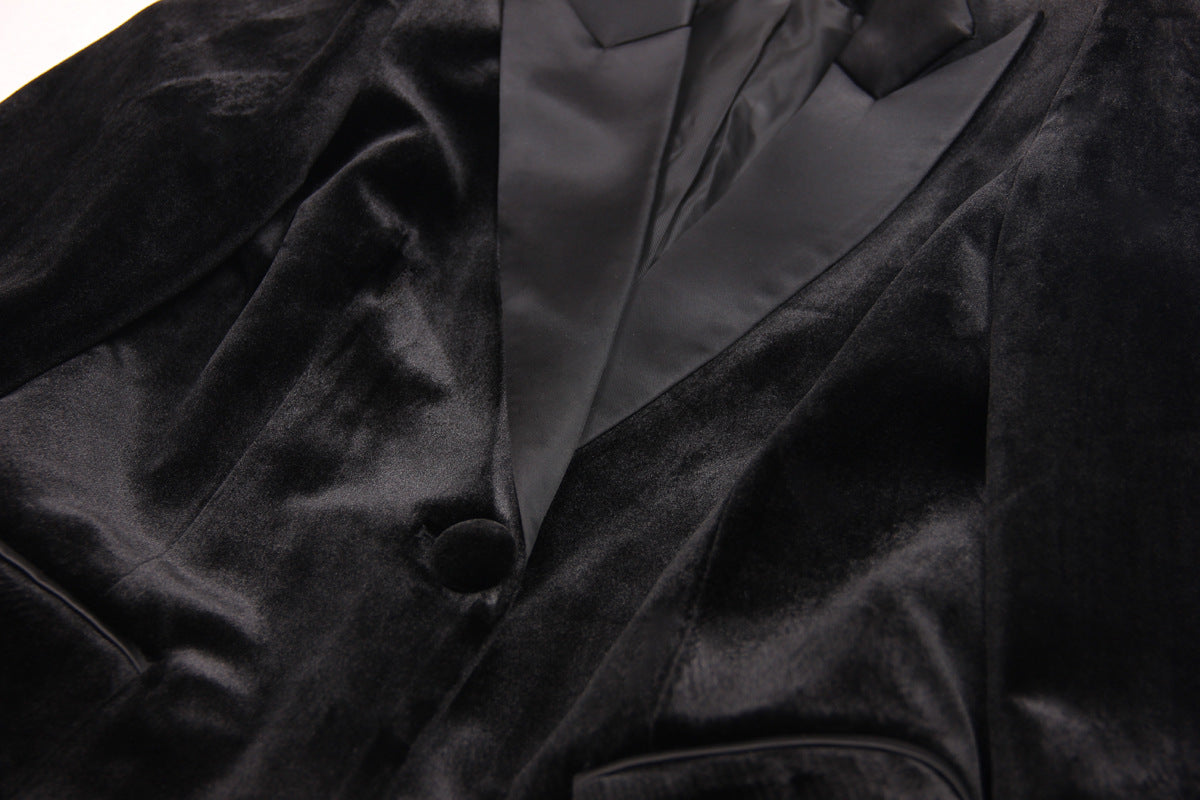 Autumn Velvet Women Ostrich Feather Jacket