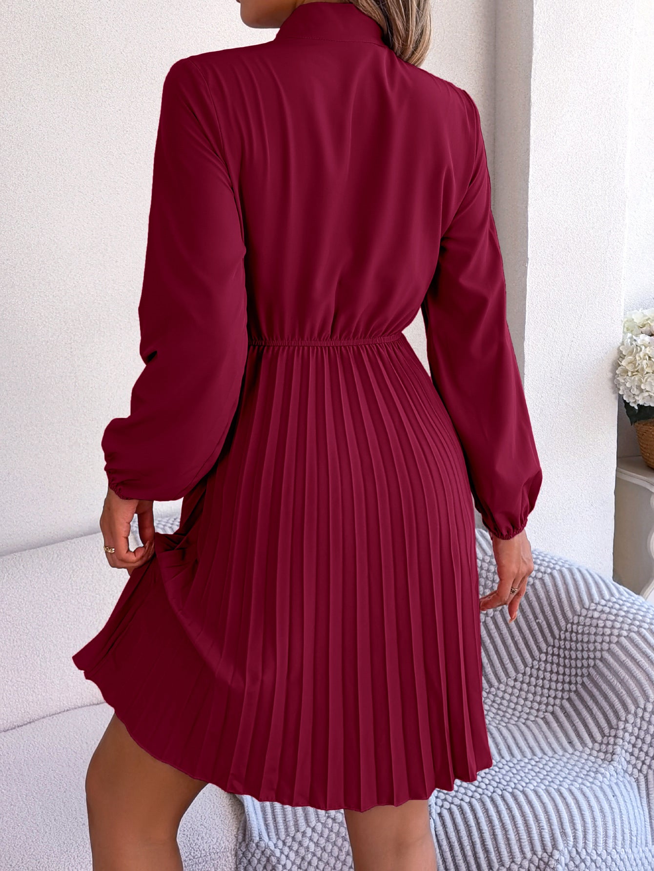 Autumn Winter Elegant Tied Waist Dress - Venus Trendy Fashion Online