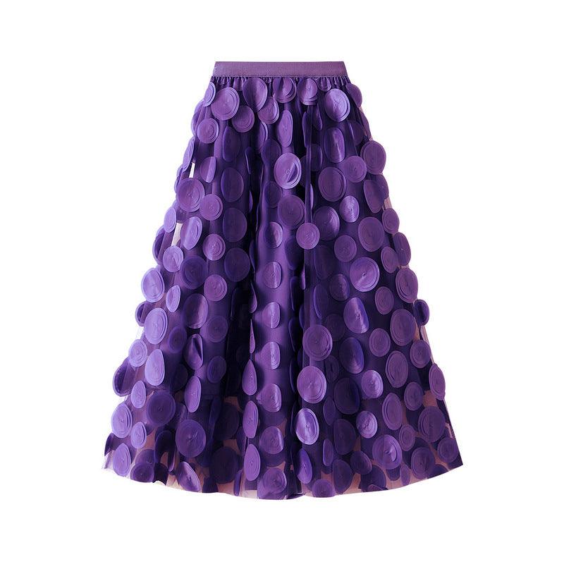 Three Dimensional Polka Dot Black Mesh Skirt