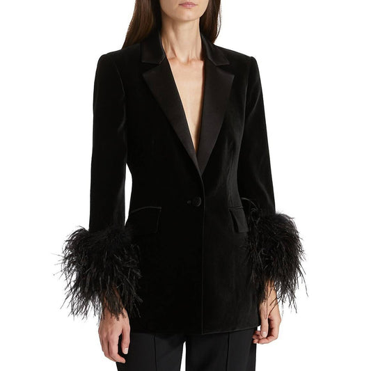 Autumn Velvet Women Ostrich Feather Jacket