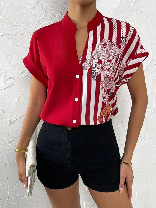 Summer Double Matching Contrast Color Shirt