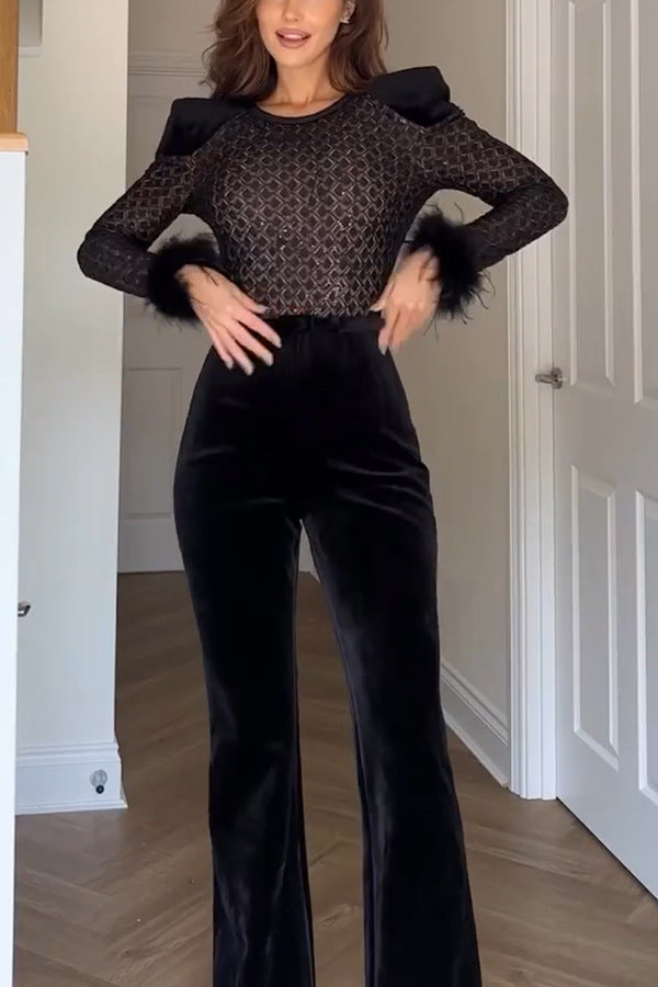 Women Casual Party Long Sleeve Jumpsuit