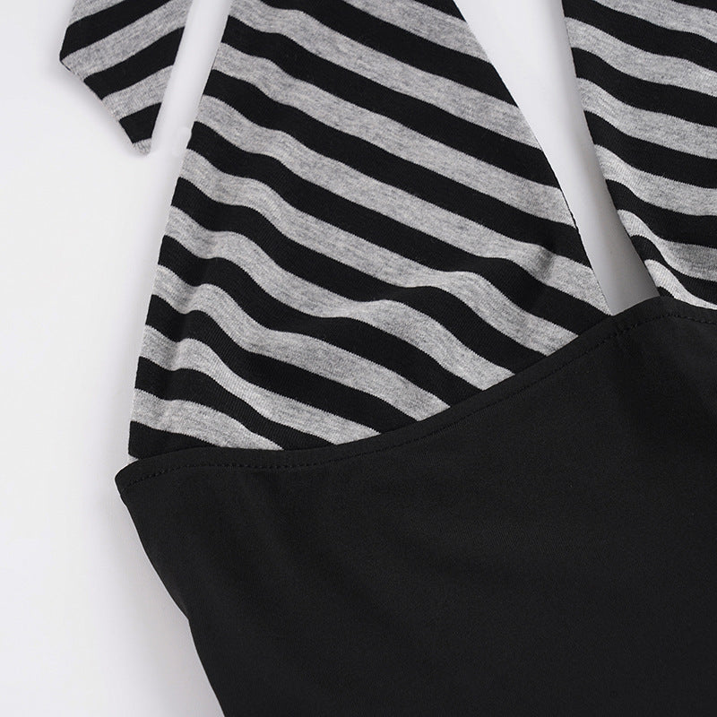 Casual Striped Strap Halter Jumpsuit