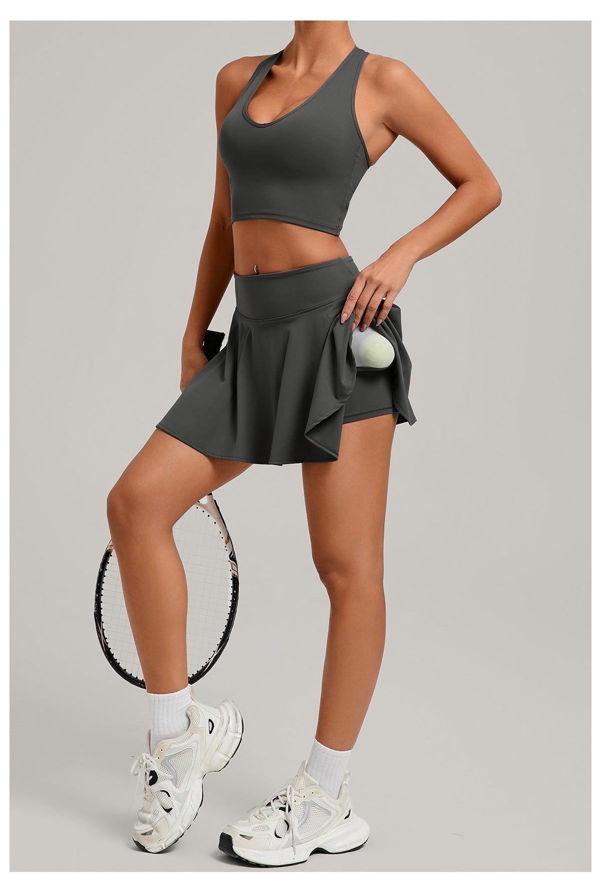 Tennis Sports Vest Short Skirt Two Piece