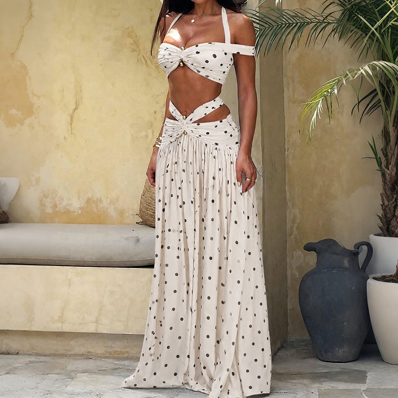 Summer Women Halter Backless Tube Top Skirt Set