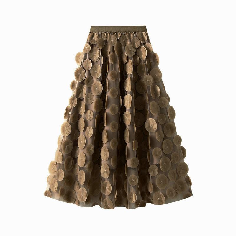 Three Dimensional Polka Dot Black Mesh Skirt