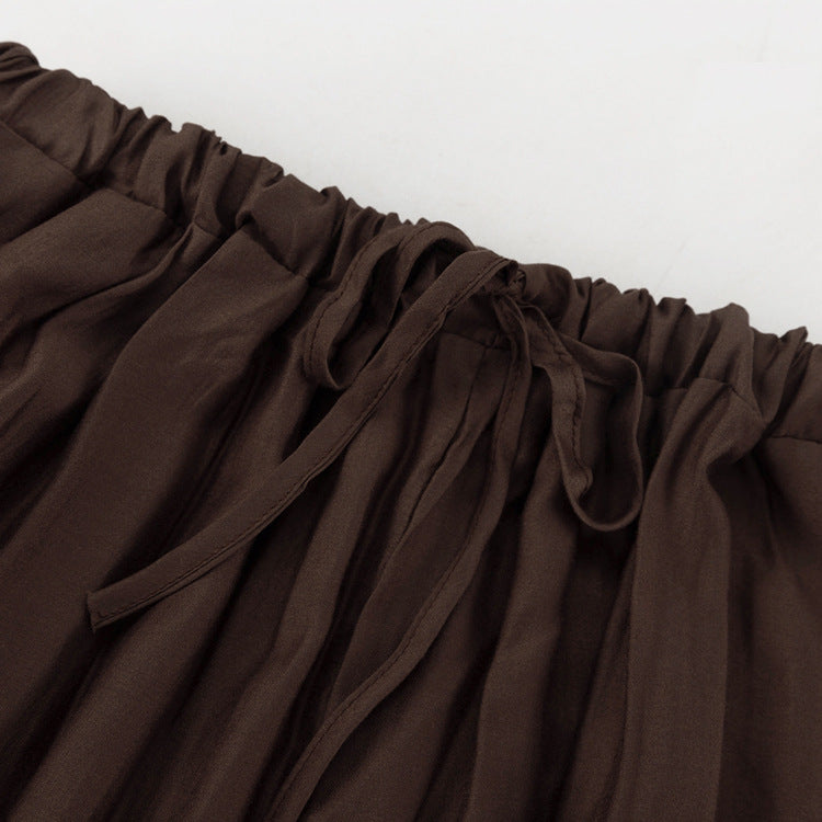 Women High Waist Loose Lace up Trousers