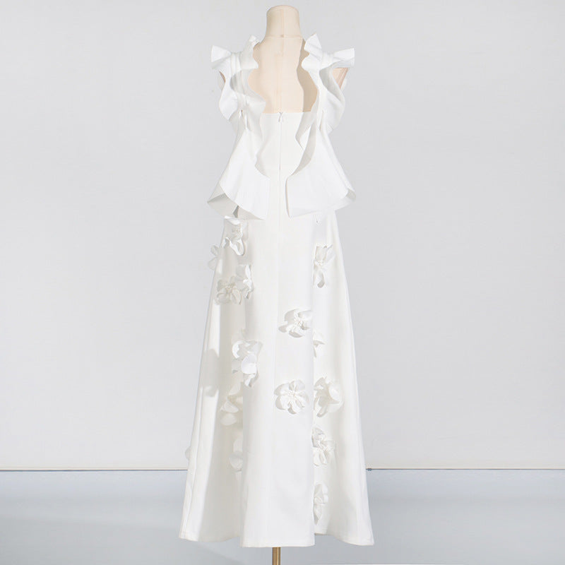 High Grade Stitching Floral Backless Dress