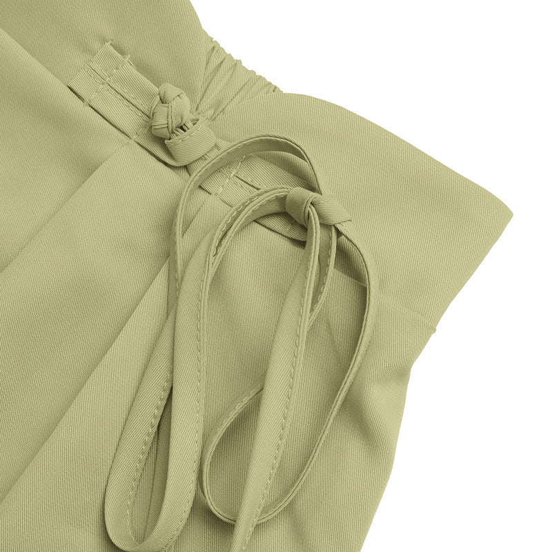 Casual Office Solid Color Wide Leg Pleated Shorts