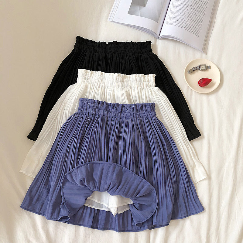 New Korean High Waist Slimming Pleated Skirt