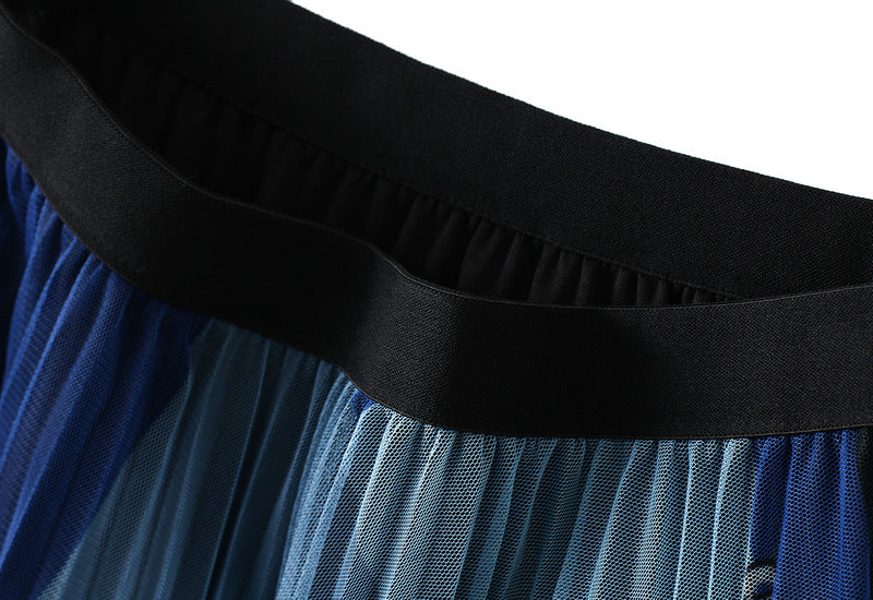 High Waist Pleated Gauze Mesh Skirt - Venus Trendy Fashion Online