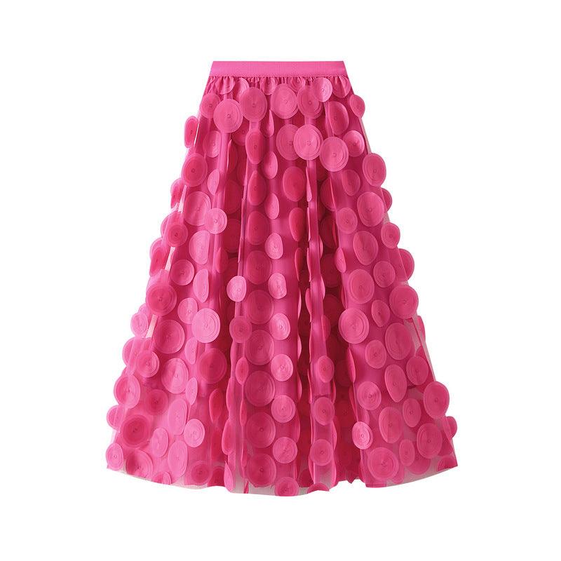 Three Dimensional Polka Dot Black Mesh Skirt