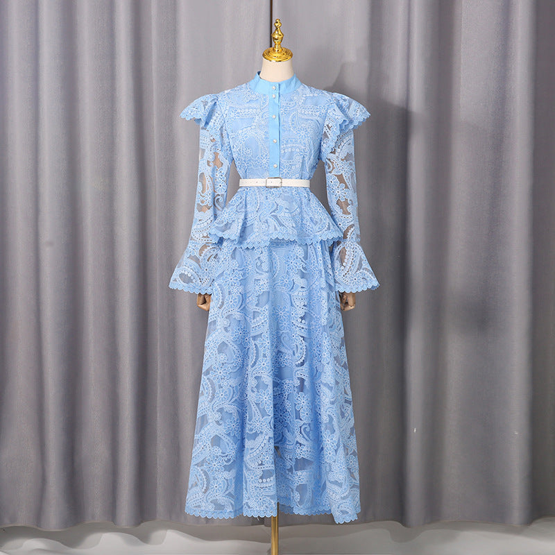 French Cutout Lace Slimming Elegant Dress
