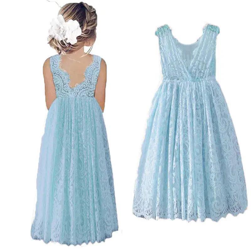 Princess Girls Cotton Lace Party Long Dress - Venus Trendy Fashion Online