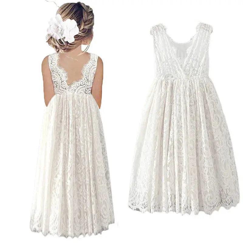 Princess Girls Cotton Lace Party Long Dress - Venus Trendy Fashion Online