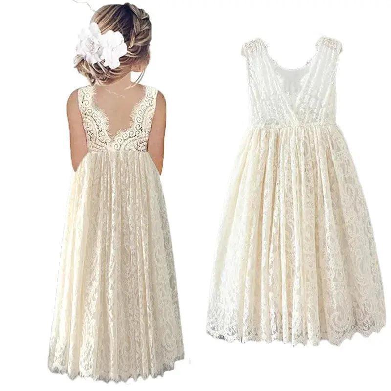 Princess Girls Cotton Lace Party Long Dress - Venus Trendy Fashion Online